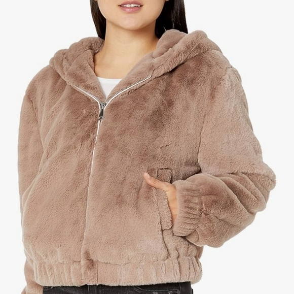 Amazon Jackets & Blazers - Faux Fur Zip Front Bomber Jacket
